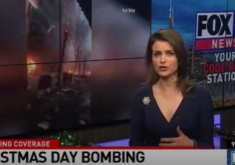 News anchor reports on U.S. Embassy bombing incident in Iraq.