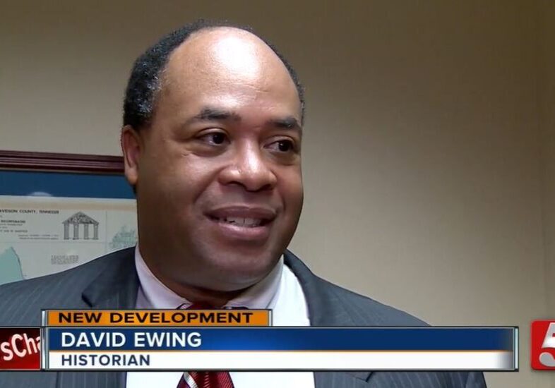 Historian David Ewing speaking in an interview segment.